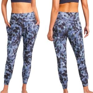 Athleta Salutation Printed Cropped Jogger XSP Calypso Navy Tie Dye NWOT
